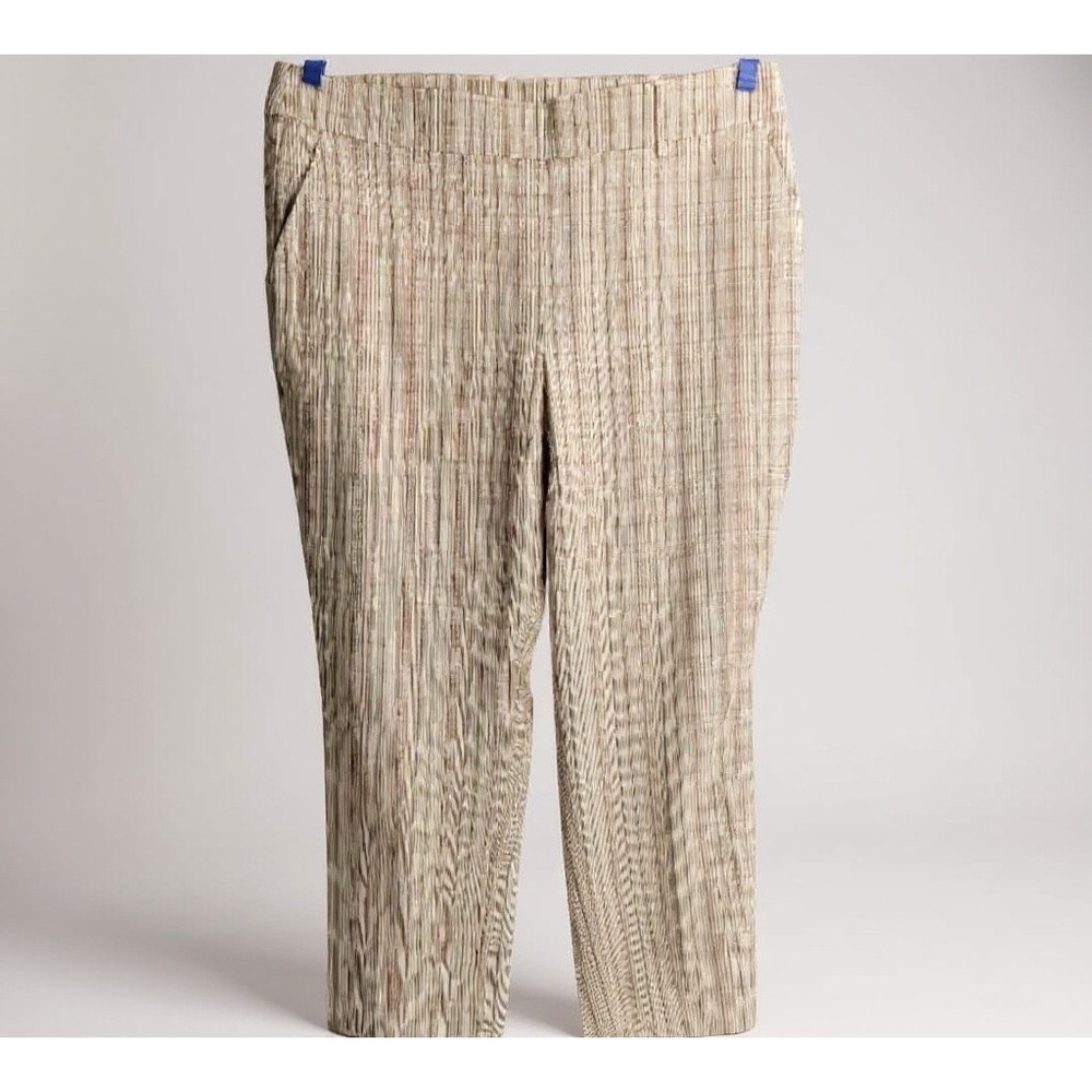 Rafaella Plus Size 18 Pull On Pants Beige Plaid Stretch Comfort Waist NWT New